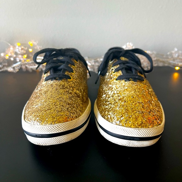Keds for Kate Spade New York Gold Glitter Sneakers Size 9.5 Fits a Size 10 - Picture 2 of 7